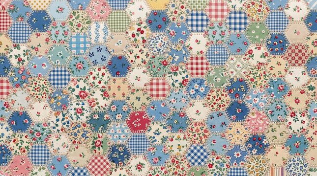 American pattern small scale patchwork quilt fabric with varied blocks american patchwork geometric seamless traditional