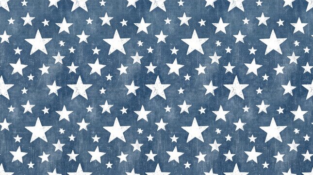 American pattern navy blue fabric with white stars texture american background patriotic seamless geometric decoration