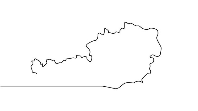 Animated video of Austria map. Map motion graphics for Education, Travel between cities in Austria, infographics, Science, Web Presentations. Austria map concept in doodle style.