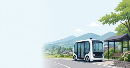 Obraz premium Rural Autonomous Shuttle Supporting Mobility in Japan