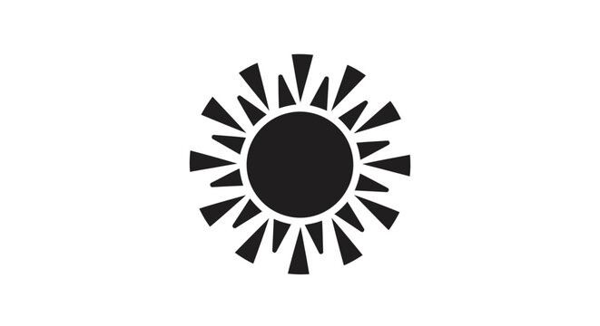 Black sunburst symbol on white background with symbol centered abstract element graphic pattern design emblem shape icon logo mark