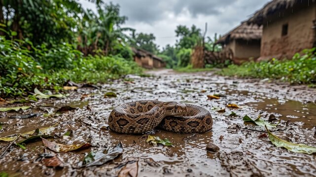 Venomous Russell's Viper Wildlife Close Up