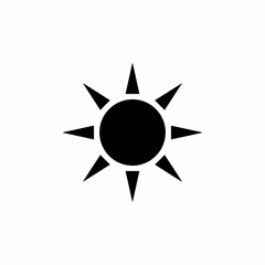 Black sun symbol on white background with symbol triangular rays minimalist black plain white simplicity astronomy graphic element weather with design © Prema