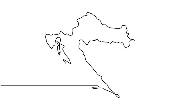 Animated video of Croatia map. Map motion graphics for Education, Travel between cities in Croatia, infographics, Science, Web Presentations. Croatia map concept in doodle style.
