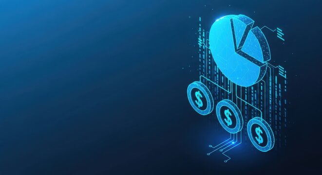 Digital Finance Analysis with Blockchain Technology and Coin Icons