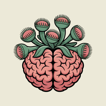 Brain with Venus Flytraps Growing Out.