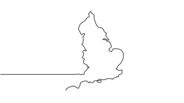 Animated video of England map. Map and flag motion graphics for Education, Travel between cities in England, infographics, Science, Web Presentations. Doodle style England map concept.