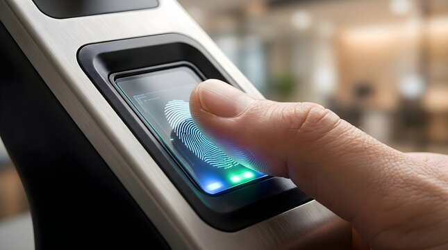 a thumb scanning a fingerprint