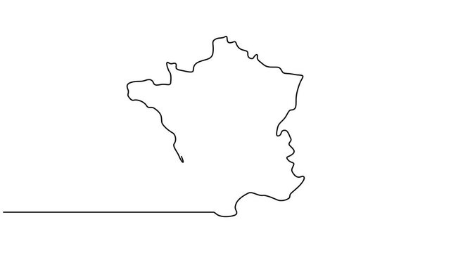 Animated video of France map. Map and flag motion graphics for Education, Travel between cities in France, infographics, Science, Web Presentations. Doodle style France map concept.