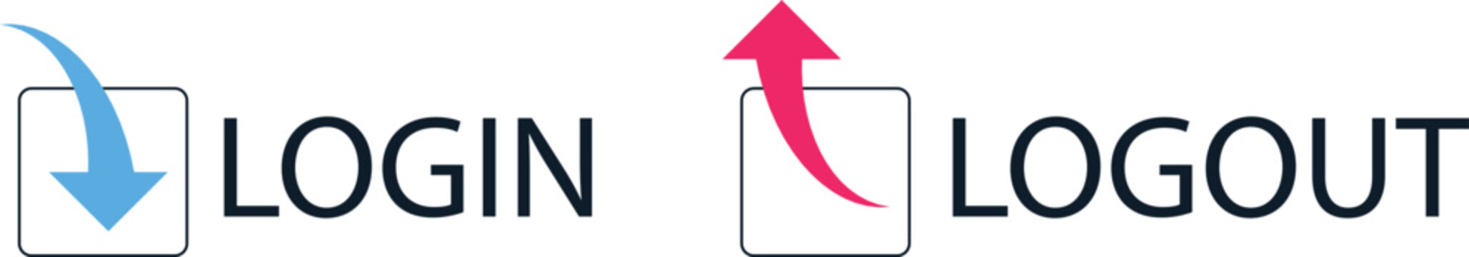 Login and logout flat icons with arrows