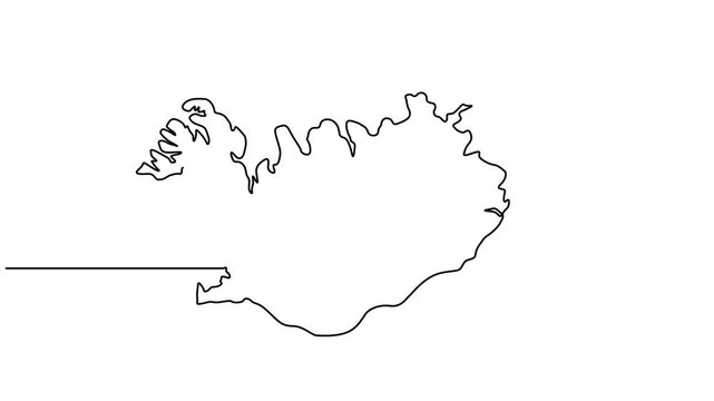 Animated video of Iceland map. Map and flag motion graphics for Education, Travel between cities in Iceland, infographics, Science, Web Presentations. Iceland map concept in doodle style.