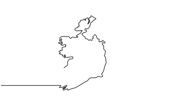Animated video of Ireland map. Map and flag motion graphics for Education, Travel between cities in Ireland, infographics, Science, Web Presentations. Ireland map concept in doodle style.