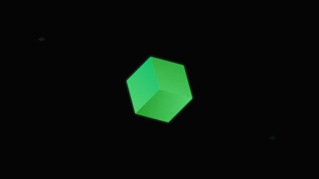 emerald shine geometric cube icon black background