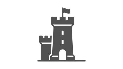 Gray Castle Tower Icon Illustration. © Ahmad