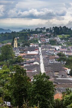 Overlook over Salento, Unesco site coffee cultural landscape, Salento, Colombia