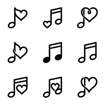 Music notes with heart symbols.