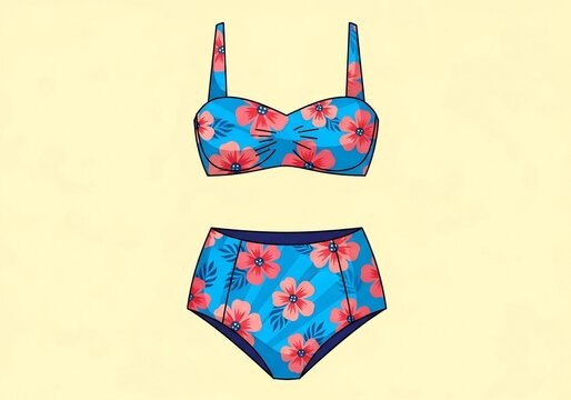 Retro Bloom Two-Piece Illustration