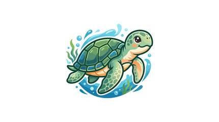 Green sea turtle swimming in water. © Amjad