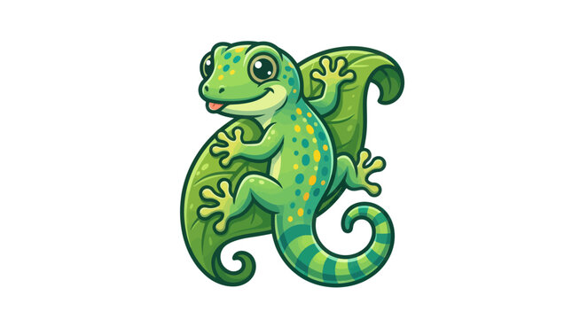 Green Gecko Lizard Reptile Closeup Profile.