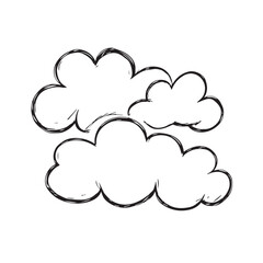 Fototapeta premium Simple hand drawn vector sketch of a cluster of fluffy clouds, featuring clean pencil style lines, soft curves, and a calm minimalist illustration.