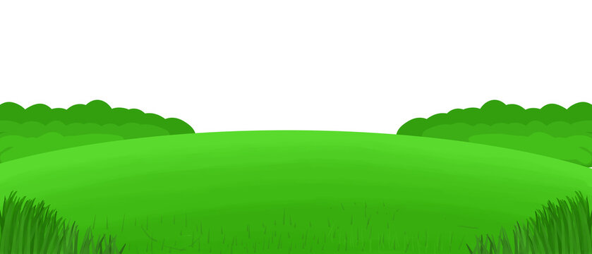 Vibrant green hill field landscape background with bushes under dark night sky copyspace