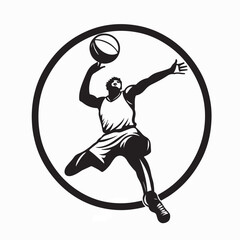 Modern Basketball Player Silhouette Performing Slam Dunk Vector © Sutarno