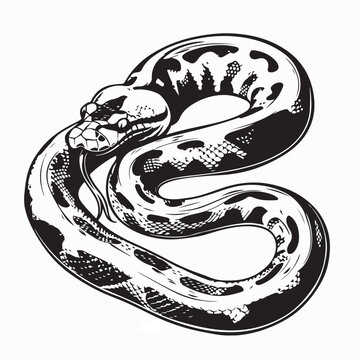 Exotic Snake Burmese Python Vector Illustration for Zoo Branding Design