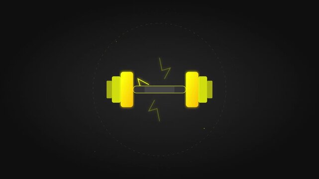 fitness dumbbell power icon with vibrant energy bolts