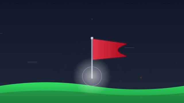 flag milestone goal reach success destination animation