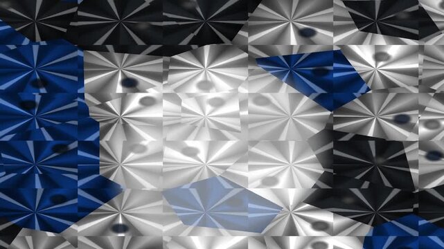 Abstract geometric pattern featuring silver blue and black triangular shapes