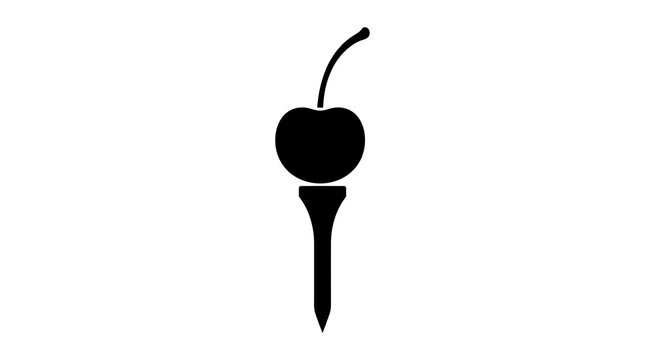 Cherry resting on a golf tee silhouette icon