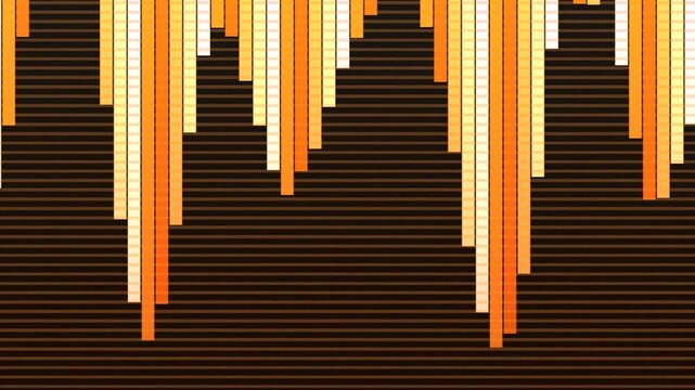 Abstract geometric pixel art pattern with vertical orange and brown columns