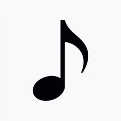 Black Music Note Silhouette Icon on White Background Minimalist Design © sami
