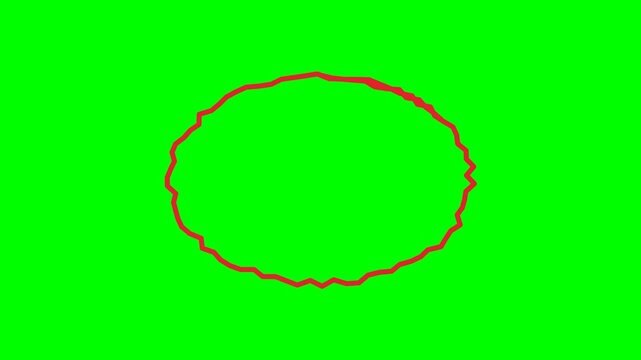 4K green screen HIGHLIGHT CIRCLE - a hand-drawn red scribble circle draws around a subject, animated editing callout overlay for video editors and tutorials, chroma key