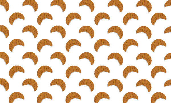 Doodle Croissant pattern. Bread background. seamless pattern of Croissant. bakery doodle theme pattern. doodle croissant pattern illustration.