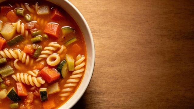 Classic minestrone soup with seasonal vegetables and pasta
