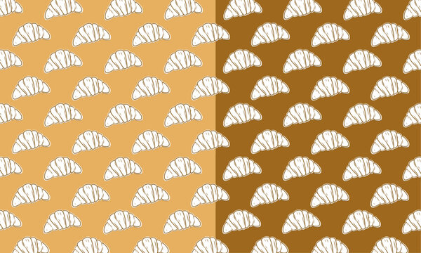 Doodle Croissant pattern. Bread background. seamless pattern of Croissant. bakery doodle theme pattern. doodle croissant pattern illustration.