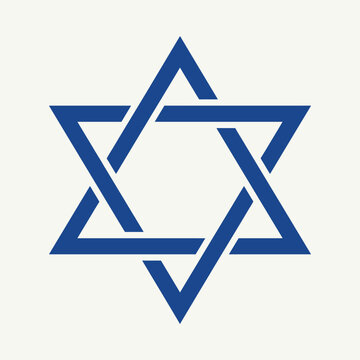 Blue Star of David icon representing Judaism on a clean background