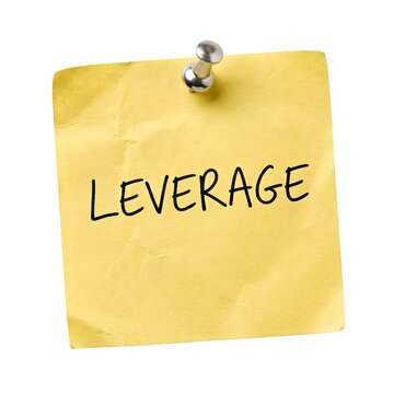 Yellow sticky note with leverage on transparent background with single square