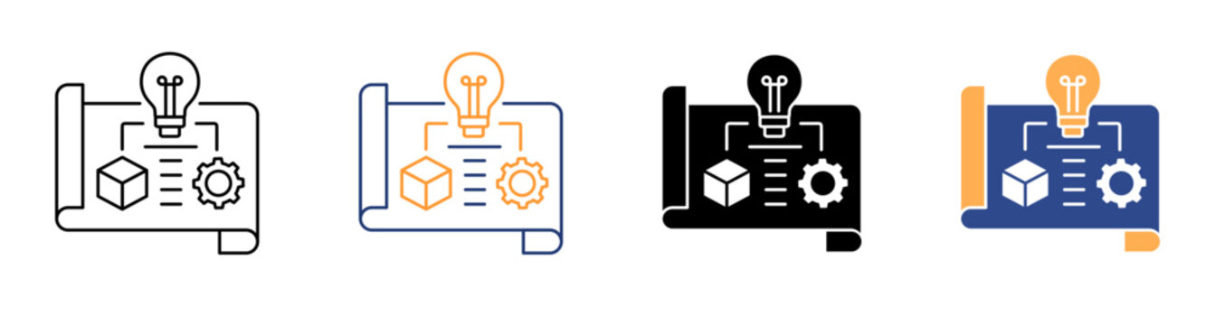 Minimum Viable Product MVP Modeling Draft Icon Set Vector Illustration