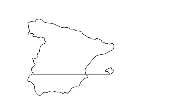 Animated video of Spain map. Map and flag motion graphics for Education, Travel between cities in Spain, infographics, Science, Web Presentations. Spain map concept in doodle style.