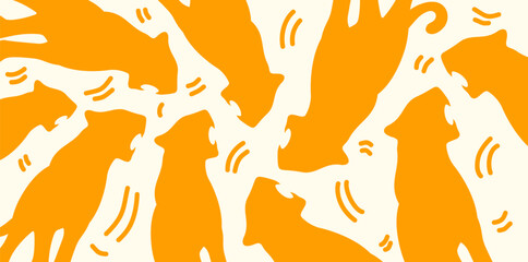 orange tiger silhouette pattern for wild jungle animal decor © foxndeer