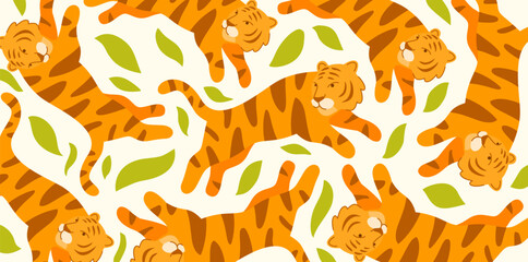 tigers foliage pattern decorative pattern for kids and fun © foxndeer
