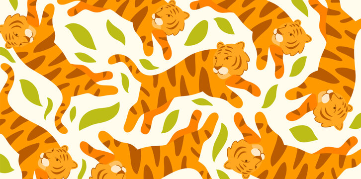 tigers foliage pattern decorative pattern for kids and fun