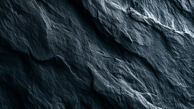 Dramatic close-up of dark gray slate rock texture, showcasing natural patterns and geological formations in stunning detail.