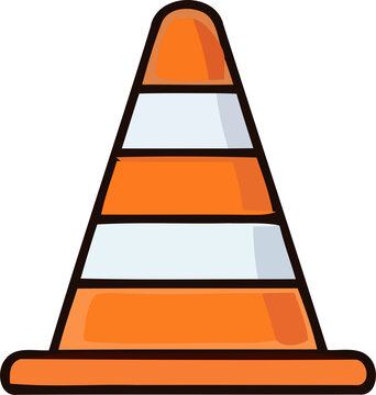 Orange traffic cone isolated on white. Road construction safety barrier icon.