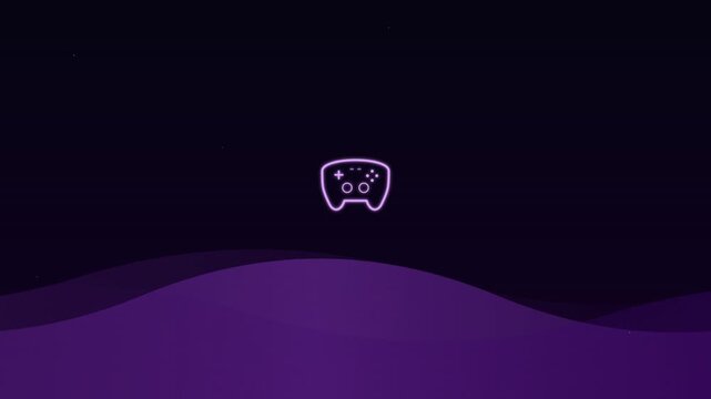 gaming controller joystick icon with neon purple aurora