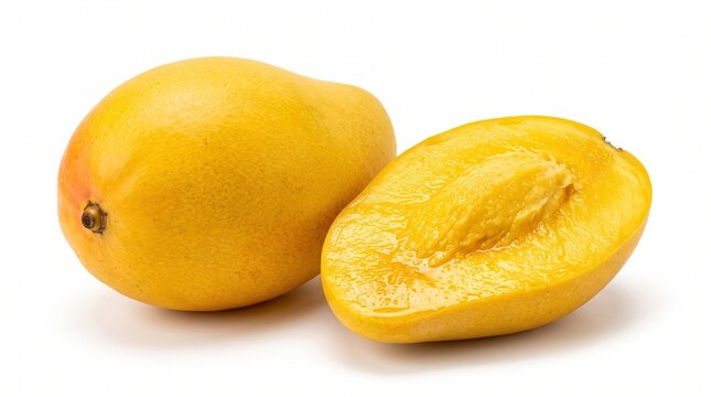 Fresh canistel eggfruit whole and half isolated on white background
