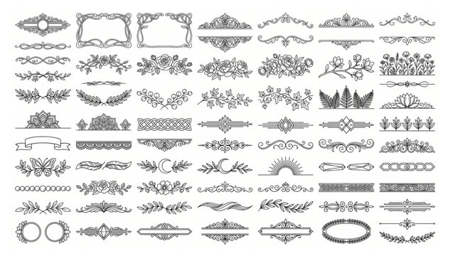 Decorative dividers and ornate flourish set for graphic design with divider line ornament flourish decoration calligraphy collection typography ornamental invitation decorative