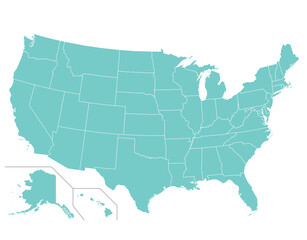 Fototapeta premium Editable Map of the USA with Individual States You Can Recolor